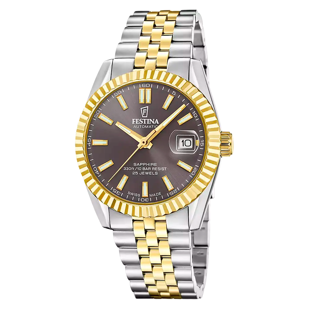 Festina Swiss Made F20091/3 Herrklocka Grå • Automatiskt Urverk Soprod P024 • Safirglas
