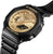 Casio G-Shock herrklocka snett: svart boett med guldfärgad urtavla och armband