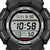 Närbild på digital G-Shock herrklocka, svart boett med stor digital display