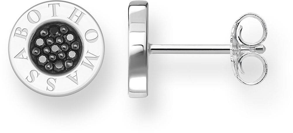 Thomas Sabo örhängen i 925 sterlingsilver, runda med svarta stenar