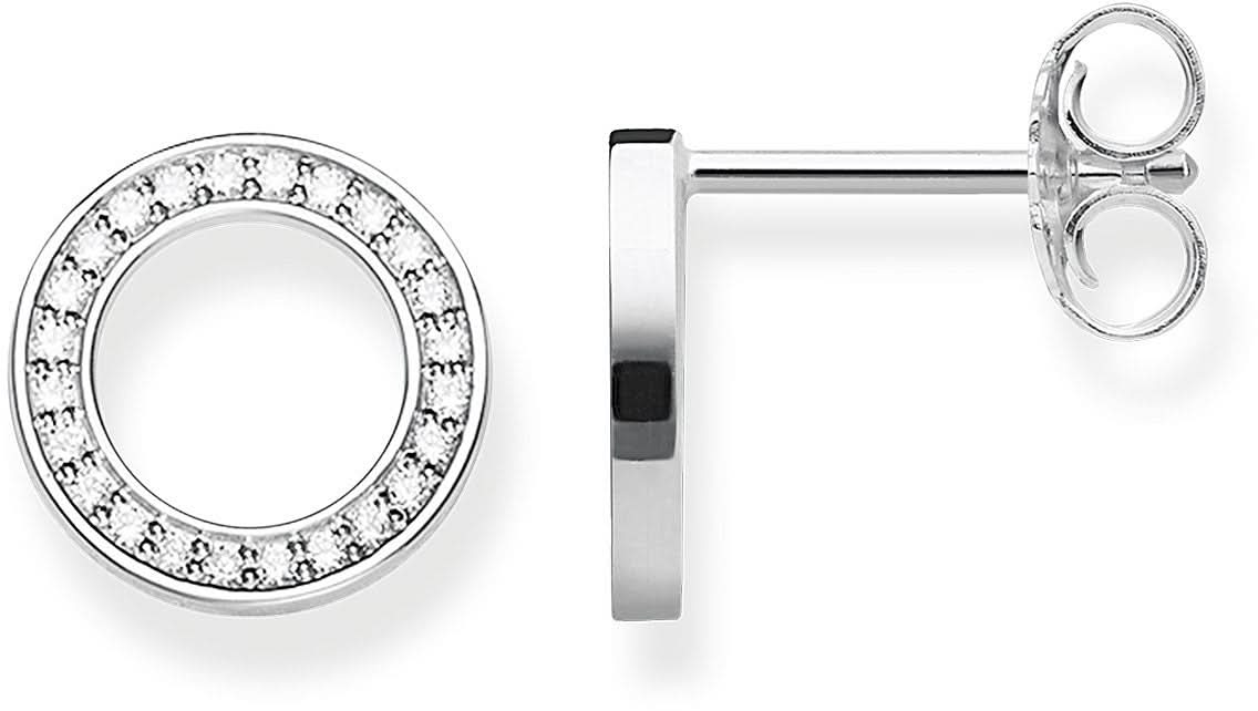Cirkulära örhängen i 925 sterlingsilver med stenutsmyckning, rund design