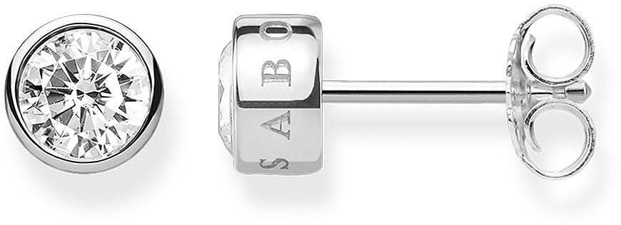 Silversmycken med rund vit sten och infattning i 925 sterlingsilver