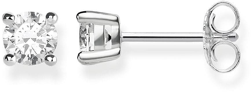 Örhängen i 925 sterlingsilver med rund vit sten i klossfattning