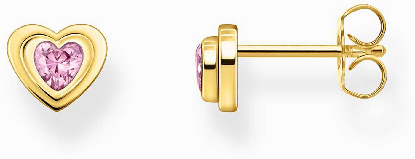 Thomas Sabo hjärtörhängen med rosa sten, guldfärgat infattning