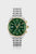 Herren-Chronograph-Armbanduhr mit grünem Zifferblatt, zweifarbigem Stahlband