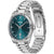 BOSS Herrenuhr mit blauem Zifferblatt, geriffelter Lünette und Edelstahlarmband