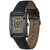 BOSS Herrenarmbanduhr seitlich, schwarzes Lederarmband mit brauner Rückseite