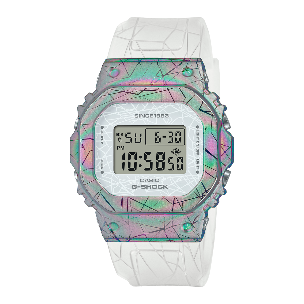 Casio G-SHOCK GM-S5640GEM-7ER Damenuhr mit weißem Armband und Digitalanzeige