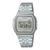 Casio Vintage Armbanduhr, silbernes Edelstahlarmband, digitales Display, Mineralglas