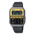 Casio Armbanduhr mit gelbem Display und Rechner-Layout, schwarzes Armband