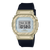 Casio G-Shock Uhr mit gelbgoldfarbener Metalllünette und schwarzem Kautschukband