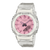 Casio G-Shock Armbanduhr mit rosafarbenem Zifferblatt und transparentem Armband