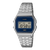 Casio Vintage Armbanduhr: dunkelblaues Seigaiha-Zifferblatt, Metallarmband