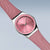 Bering damklocka i snedvy: rosa urtavla, index, Milanese-armband, silverfärgat hölje
