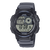 Casio Vintage Armbanduhr mit dunklem Kunststoffarmband, Digitaldisplay und Weltzeit