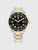 Tommy Hilfiger Herrenarmbanduhr Detail: schwarzes Zifferblatt, gold-silbernes Metallband