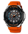 Herrenarmbanduhr G-Shock mit orangefarbenem Silikonarmband, schwarzem Gehäuse und Digitalanzeige