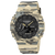 Herrenarmbanduhr mit Tarnmuster, schwarzem Zifferblatt und beigem Kautschukband