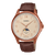 Casio Herrenuhr mit Mondphasenanzeige, roségoldfarbenem Edelstahlgehäuse, Lederarmband