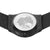 Herrklocka baksida: silvergravering på rund botten, svart mesh-armband