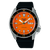 Seiko 5 Sports herrklocka, svart silikonband, orange urtavla, minutring
