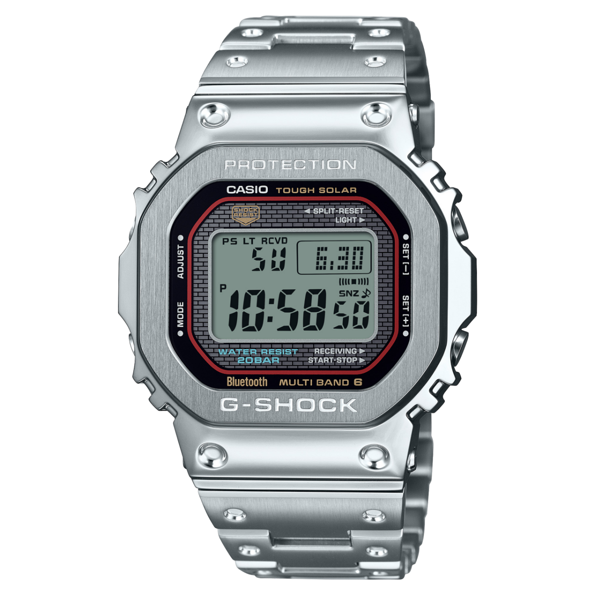 Casio G-Shock Pro Vollmetall-Edelstahl-Uhr mit digitalem Display und Multiband 6