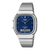 Casio AQ-240 Armbanduhr mit blauem Zifferblatt und silbernem Metallarmband, analog-digital