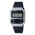 Casio Unisex-Digitaluhr mit silbernem Gehäuse, dunklem Armband und beleuchtetem Display