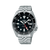"Seiko herrklocka med armband i silverfärgat rostfritt stål och svart urtavla, GMT-visning"