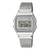 Casio Vintage Digitaluhr mit silbernem Mesh-Armband und grüner LCD-Anzeige