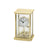 Goldene Standuhr/Tischuhr mit Glaskasten, rundem Ziffernblatt und arabischen Ziffern