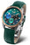 Vostok Europe damklocka med grönt läderarmband och blågrön urtavla, safirglas