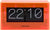 Akrylbordsklocka med flip-siffror, orange hölje, display 22 och 10