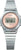 Casio damklocka med silverfärgat metallarmband och rund urtavla, rosa urtavla