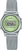 Damklocka Casio med silverfärgat mesh-armband och grön digital urtavla, runt boett