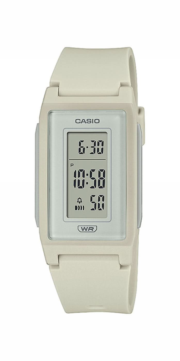 Casio Vintage-klocka med LED-display och ljust gummiarmband, rektangulärt hölje