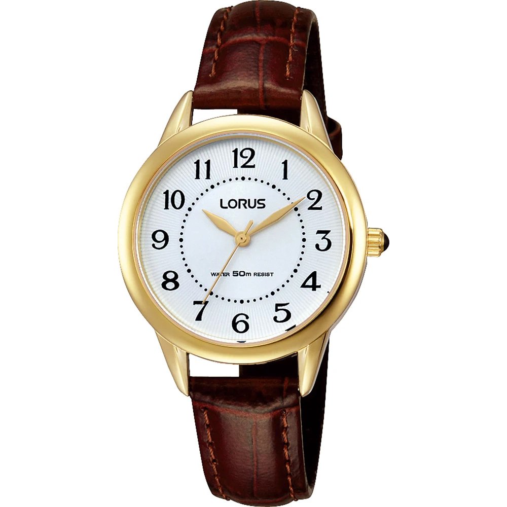 Lorus Dress RG252JX5 Damen Armbanduhr Gold • Mineralglas • Elegantes Lederarmband
