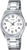 Casio damklocka med silverfärgat metallband, rund urtavla och datumvisning