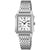 Casio Damenuhr, rechteckiges Edelstahlgehäuse, silbernes Metallarmband, römisches Ziffernblatt