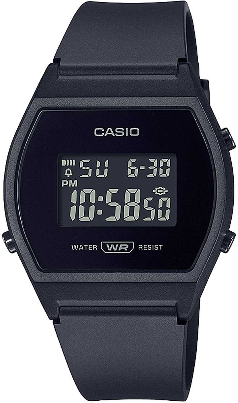 Casio damklocka med digital display och mörkt plastarmband