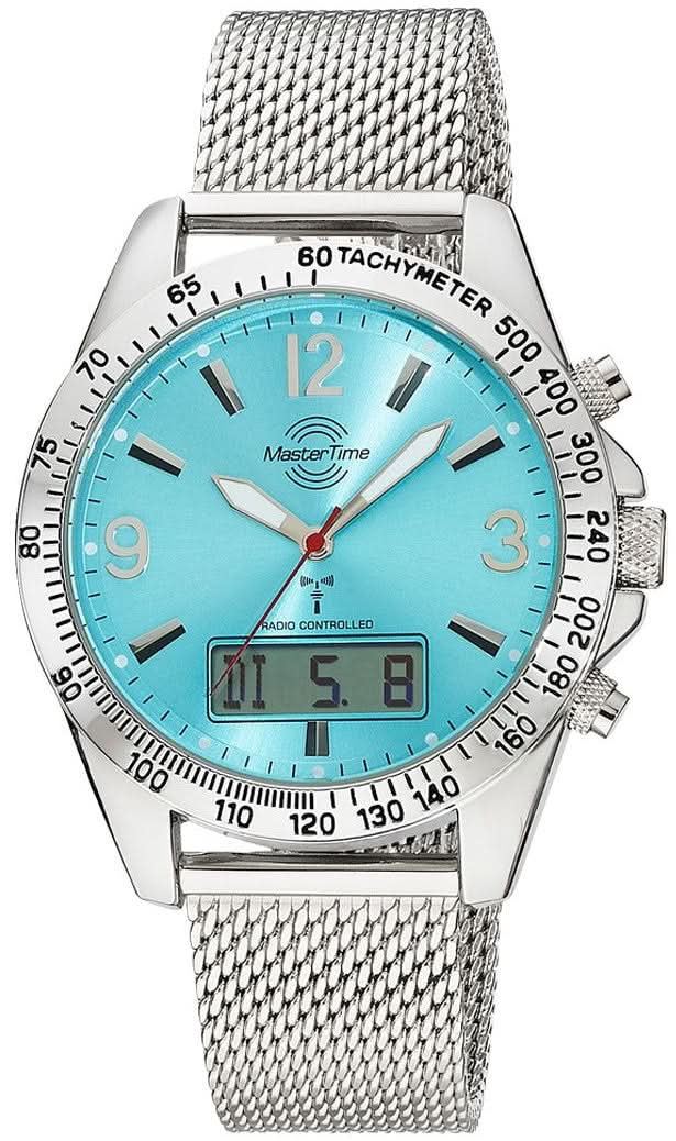 Master Time Funk-armbandsur: turkos urtavla, armband i rostfritt stål
