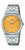 Casio herrklocka med silverfärgat metallarmband, rund gul urtavla, datumvisning vid 3