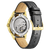 Citizen herrklocka baksida med silverfärgat automatiskt urverk och svart läderarmband