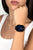Damernas smartklocka på handleden, svart boett med blå urtavla och svart armband