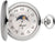 Herrklocka i silver med rund urtavla, romerska siffror och månfasdetalj