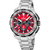 Festina herrklocka kronograf med silverfärgat armband i rostfritt stål och röd urtavla