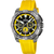 Herrklocka kronograf med gult silikonarmband och svart urtavla
