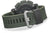 Herrklocka med dornspänne på mörkgrönt armband och grå boett.