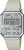 Casio digital klocka med rektangulär urtavla, silverfärgat hölje och ljusgrått silikonarmband