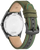 Herrarmbandsur baksida med silverfärgat boett och grönt textilarmband